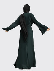 Bottle Green Pleated Abaya