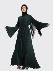 Bottle Green Pleated Abaya