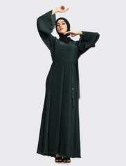 Bottle Green Pleated Abaya