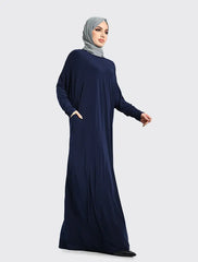 Navy Batwing Jersey Abaya