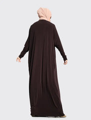 Brown Batwing Jersey Abaya