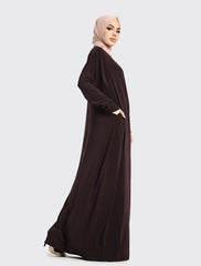 Brown Batwing Jersey Abaya