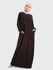 Brown Batwing Jersey Abaya