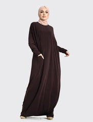 Brown Batwing Jersey Abaya