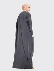 Grey Batwing Jersey Abaya