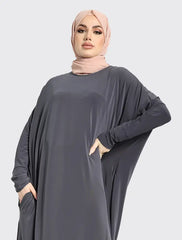Grey Batwing Jersey Abaya