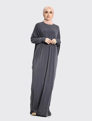 Grey Batwing Jersey Abaya