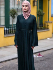 Bottle Green Pleated Abaya