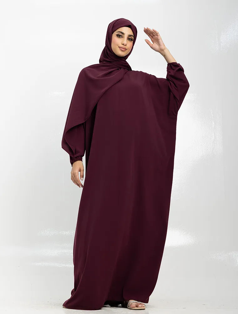 Plum Instant Hijab Abaya