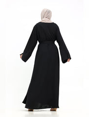 Black Split Cuff Plain Abaya