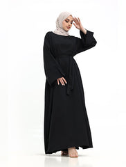 Black Split Cuff Plain Abaya