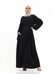 Black Split Cuff Plain Abaya