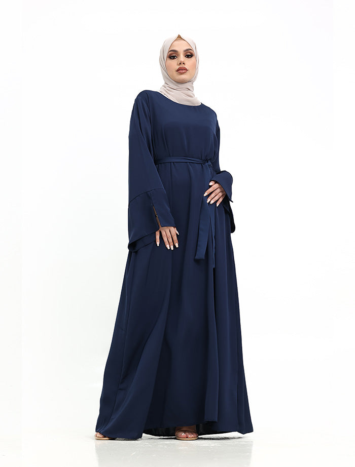 Navy Split Cuff Plain Abaya