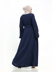 Navy Split Cuff Plain Abaya