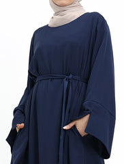 Navy Split Cuff Plain Abaya