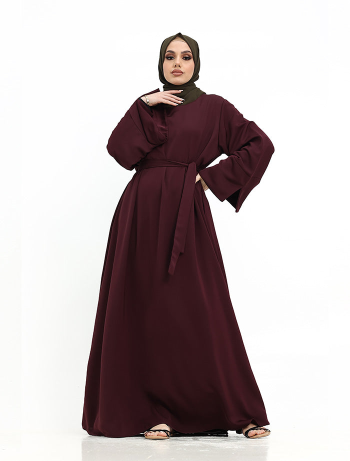 Plum Split Cuff Plain Abaya