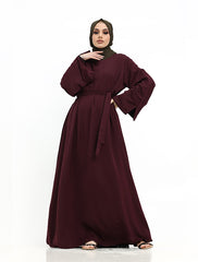 Plum Split Cuff Plain Abaya