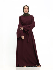 Plum Split Cuff Plain Abaya