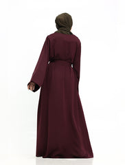 Plum Split Cuff Plain Abaya