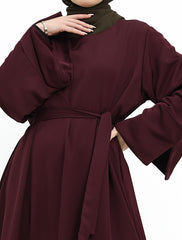 Plum Split Cuff Plain Abaya