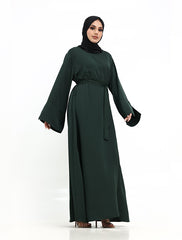 Green Split Cuff Plain Abaya