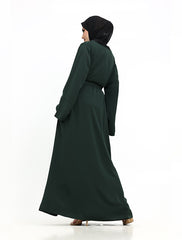 Green Split Cuff Plain Abaya