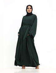 Green Split Cuff Plain Abaya