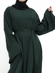 Green Split Cuff Plain Abaya
