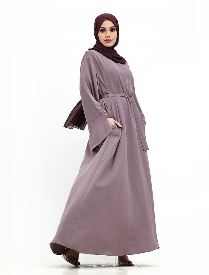 Mauve Split Cuff Plain Abaya
