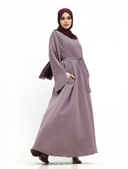 Mauve Split Cuff Plain Abaya