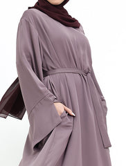 Mauve Split Cuff Plain Abaya