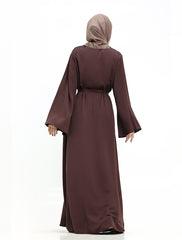 Brown Wide Sleeve Plain Abaya