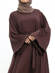 Brown Wide Sleeve Plain Abaya