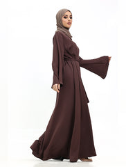 Brown Wide Sleeve Plain Abaya