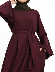 Plum Wide Sleeve Plain Abaya