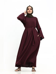 Plum Wide Sleeve Plain Abaya