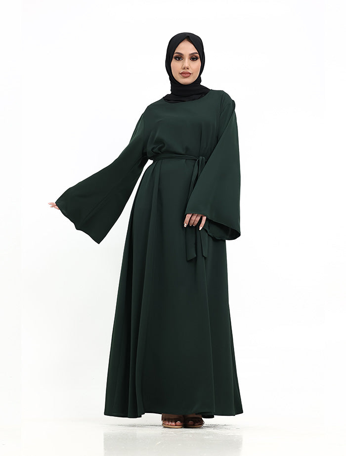 Green Wide Sleeve Plain Abaya