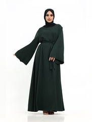 Green Wide Sleeve Plain Abaya