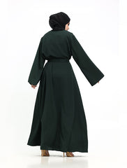 Green Wide Sleeve Plain Abaya