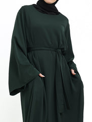 Green Wide Sleeve Plain Abaya