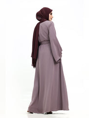 Mauve Wide Sleeve Plain Abaya