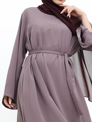 Mauve Wide Sleeve Plain Abaya