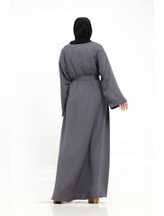 Grey Cuff Plain Abaya