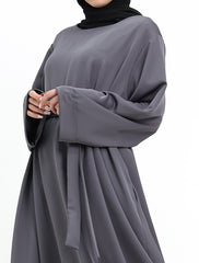 Grey Cuff Plain Abaya