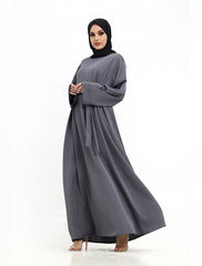 Grey Cuff Plain Abaya