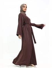 Brown Cuff Plain Abaya
