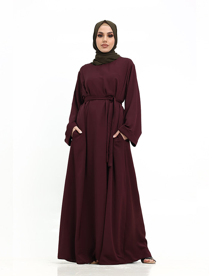 Plum Cuff Plain Abaya