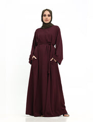 Plum Cuff Plain Abaya