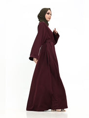 Plum Cuff Plain Abaya