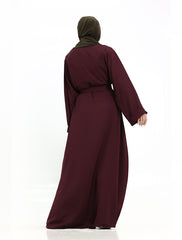 Plum Cuff Plain Abaya